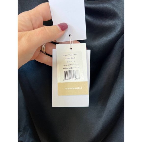 Cami NYC Silk One Shoulder Pearl Strap Tilda Cami Women's Black Size: XXS NWT - Picture 6 of 7